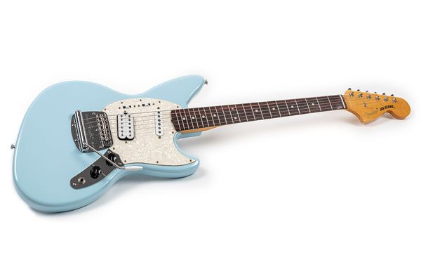 Produktfotografie einer Kurt Cobain Jag-Stang E-Gitagge der Marke Fender