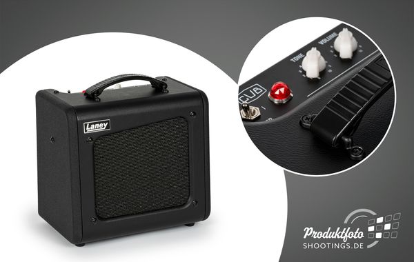 Produktfotografie des Laney Cub Super 8 E-Gitarren Verstärkers freigestellt auf weißem Hintergrund mit natürlichem Schatten